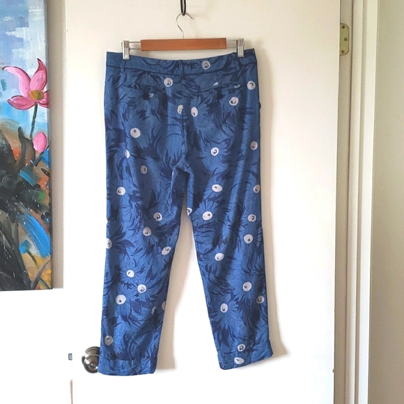 Elevenses for Anthropologie Blue Lunar Mum Tapered Capris Size 6 - Picture 6 of 11
